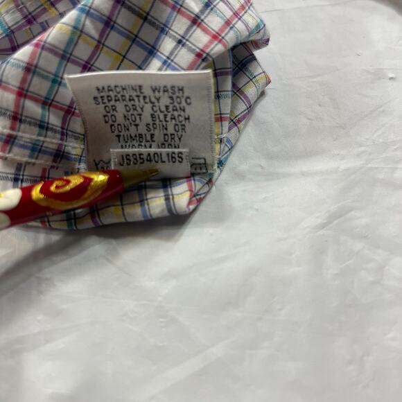 Bugatchi Shaped Fit Multicolor Check Button Down Shirt Men’s Large 100% Cotton - Picture 8 of 10